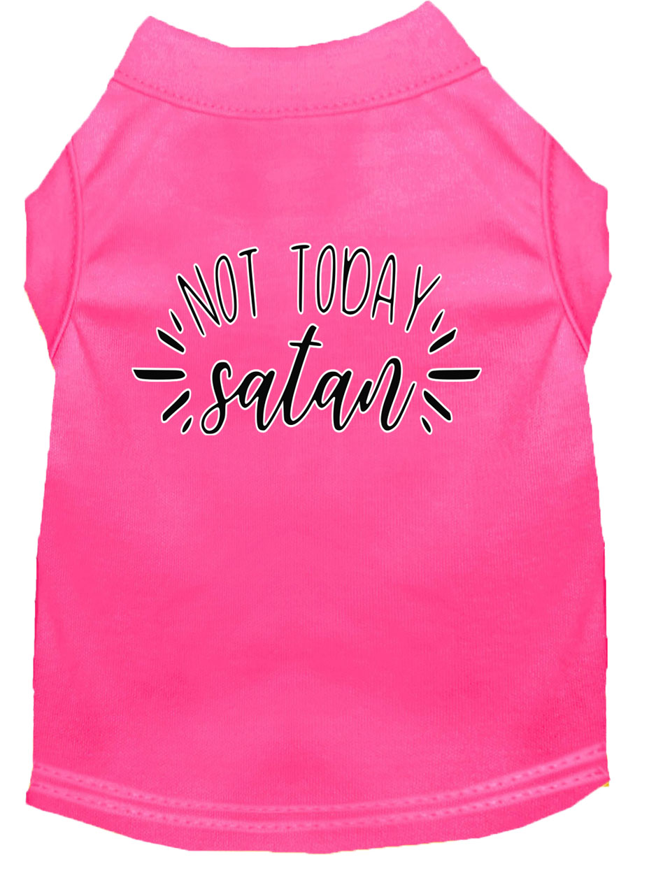 Not Today Satan Screen Print Dog Shirt Bright Pink Med